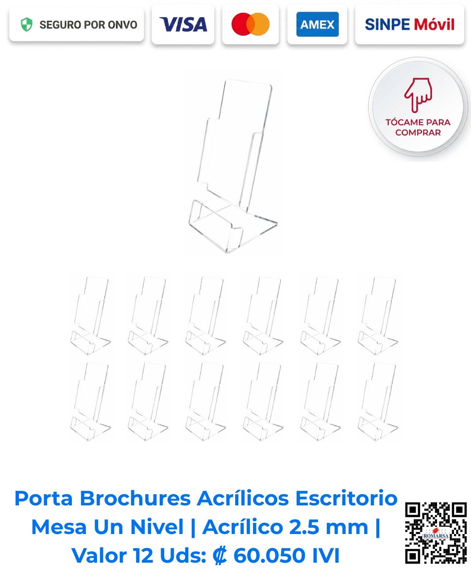 romarsa-porta-brochures-acrilicos-escritorio-mesa-un-nivel-12-uds-14-x-20-costa-rica-e-commerce Porta brochures acrílicos escritorio mesa un nivel 2.5 mm paquete 12 unidades. Ideales para exhibición en escritorio y eventos visuales. Disponibles para compra en línea en Romarsa San José Costa Rica