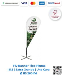 Fly Banner Tipo Pluma 5.5 Extra Grande Una Cara. Ideal para comunicar en congresos, ferias, activaciones de marca en puntos de venta. Compra en línea, pago seguro en Romarsa Costa Rica.