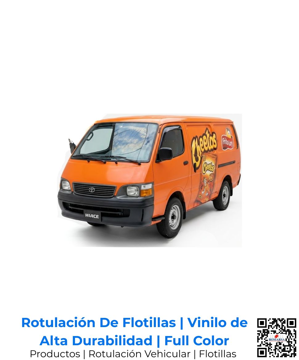 Rotulación parcial de flotillas con vinilo de alta durabilidad y laminado de protección UV para la marca Cheetos; soluciones profesionales de identidad corporativa móvil aplicadas en San José, Costa Rica y Centroamérica.