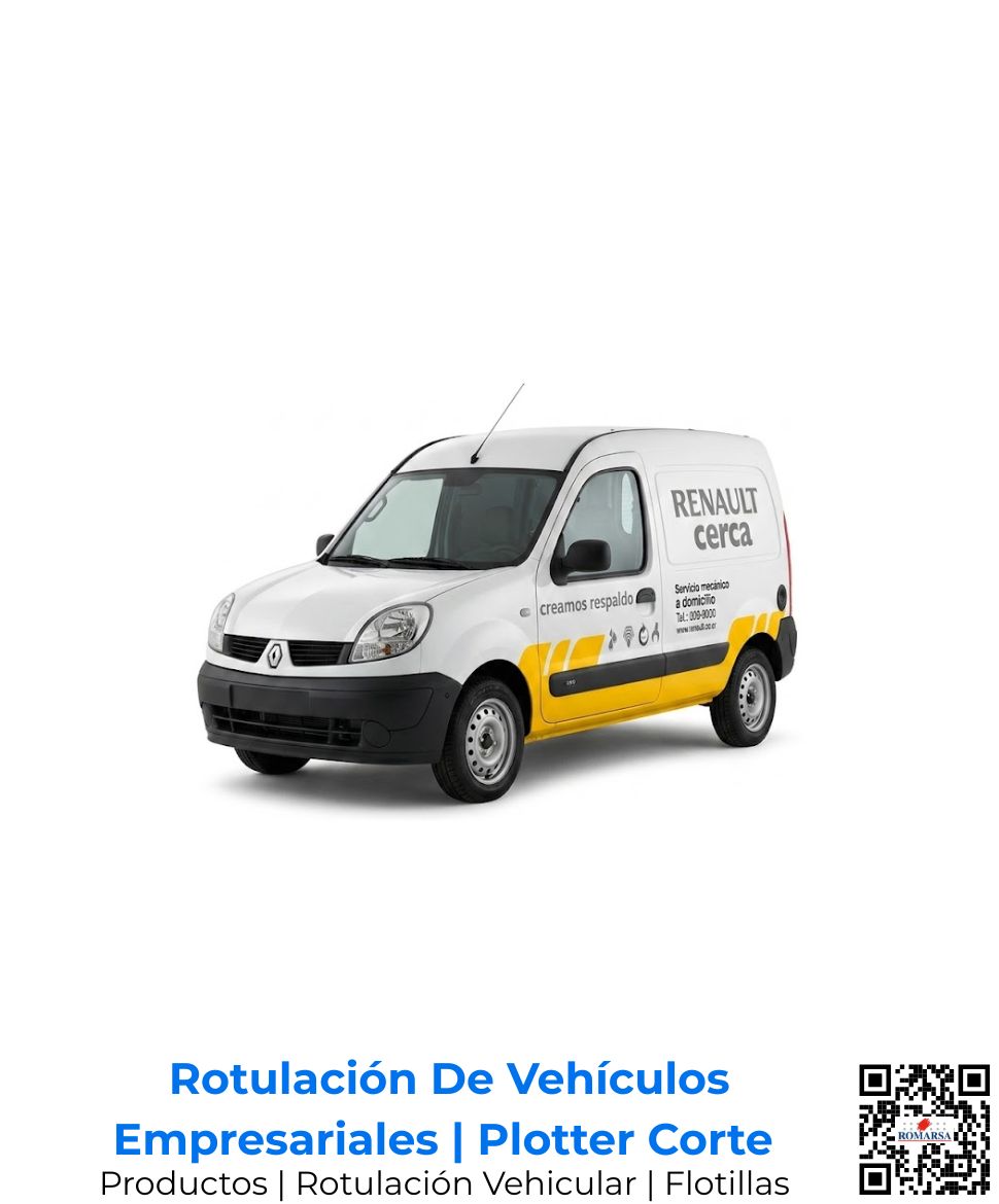 Rotulación parcial y forrado de vehículos empresariales de la marca Renault, con laminado de protección UV y garantía de alta durabilidad; rotulación profesional de flotillas comerciales por Romarsa en San José, Costa Rica y Centroamérica.