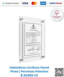 Habladores acrílicos pared pines permisos patentes. Exhibidor de acrílico transparente para pared con pernos de aluminio, diseñado para exhibir y proteger 1 patente o permiso sanitario tamaño carta en recepciones u oficinas. Compra en línea, pago seguro Romarsa.