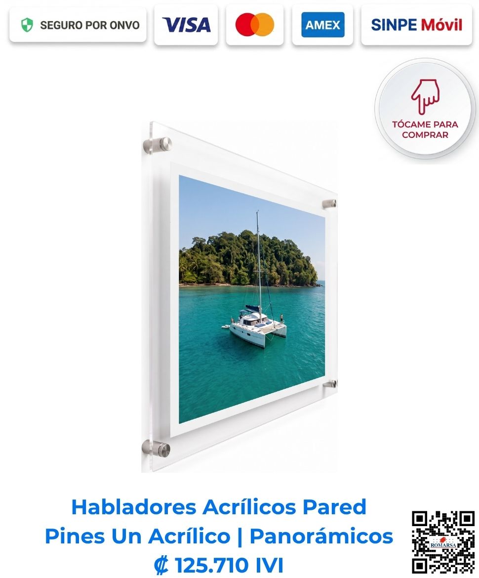 Habladores acrílicos pared pines un acrílico panorámicos. Hablador de un solo acrílico transparente de 6 mm formato 99x68 cm con impresión en espejo al reverso para pared con 4 pernos de aluminio, ideal para mapas de gran formato, esquemas panorámicos, infografías amplias y señalética horizontal. Compra En Línea | Romarsa.